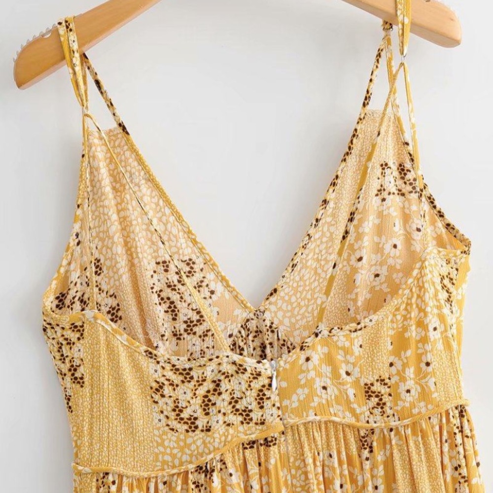SOLD OUT CLEARANCE Yellow Ditsy Floral Babydoll Summer Tank Dress - Picture 9 of 9
